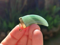 Polished Large Aventurine Lions Claw Pendant with Gold Cap & Bail - Sold Per Item - From Zimbabwe - Toprock Gemstones and Minerals