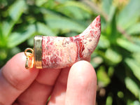 Polished Large Brecciated Red Jasper Lions Claw Pendant with Gold Cap & Bail - Sold Per Item - From South Africa - Toprock Gemstones and Minerals