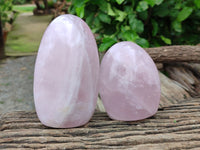 Polished Rose Quartz Standing Free Forms x 3 From Madagascar - Toprock Gemstones and Minerals