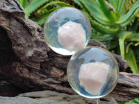 Polished Rose Quartz Free Form in PVC Resin Spheres - sold per item - From South Africa - Toprock Gemstones and Minerals