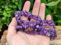 Polished A Grade Gem Amethyst Tumble Chip Beaded Necklace - Sold per Item- From Zambia - Toprock Gemstones and Minerals