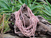 Polished Extra Rare Argentinian Rhodochrosite 6 mm Round Shaped Beaded Necklace - Sold Per Item - From Argentina - Toprock Gemstones and Minerals
