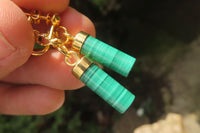 Polished Pair of Malachite Cylinder Clip On Earrings - Sold Per Pair - From Congo - Toprock Gemstones and Minerals