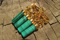 Polished Pair of Malachite Cylinder Clip On Earrings - Sold Per Pair - From Congo - Toprock Gemstones and Minerals