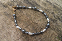 Polished Hematite and Freshwater Pearl Beaded Bracelet- Sold Per Item - From Southern Africa - Toprock Gemstones and Minerals