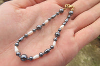Polished Hematite and Freshwater Pearl Beaded Bracelet- Sold Per Item - From Southern Africa - Toprock Gemstones and Minerals