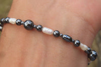 Polished Hematite and Freshwater Pearl Beaded Bracelet- Sold Per Item - From Southern Africa - Toprock Gemstones and Minerals