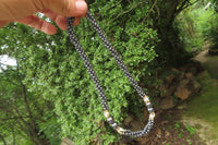 Polished Hematite and Freshwater Pearl Twisted Beaded Necklace - Sold Per Item - From Southern Africa - Toprock Gemstones and Minerals