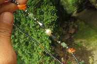 Polished Hematite, Carnelian, Aventurine and Freshwater Pearl Beaded Necklace - Sold Per Item - From Southern Africa - Toprock Gemstones and Minerals