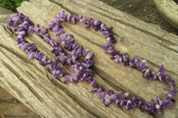 Polished Chevron Amethyst Hawaiian Style Beaded Tumble Chip Necklace - Sold Per Item - From Zambia - Toprock Gemstones and Minerals