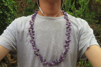 Polished Chevron Amethyst Hawaiian Style Beaded Tumble Chip Necklace - Sold Per Item - From Zambia - Toprock Gemstones and Minerals