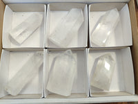 Polished Frosted Quartz Crystal Points x 6 From Madagascar - Toprock Gemstones and Minerals