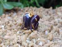 Polished Banded Tiger Iron Jasper Elephant Pendant with 9ct Gold Bail and Trim - Sold Per Item - From Australia - Toprock Gemstones and Minerals