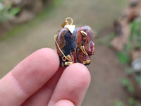 Polished Banded Tiger Iron Jasper Elephant Pendant with 9ct Gold Bail and Trim - Sold Per Item - From Australia - Toprock Gemstones and Minerals