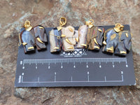 Polished Banded Tiger Iron Jasper Elephant Pendant with 9ct Gold Bail and Trim - Sold Per Item - From Australia - Toprock Gemstones and Minerals