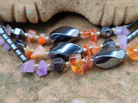 Polished Hematite, Carnelian, Amethyst Beaded Necklace x 3 From Southern Africa - Toprock Gemstones and Minerals