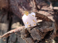 Polished Rose Quartz Elephant Pendant with 9ct Gold Bail and Trim - Sold Per Item - From South Africa - Toprock Gemstones and Minerals