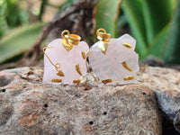 Polished Rose Quartz Elephant Pendant with 9ct Gold Bail and Trim - Sold Per Item - From South Africa - Toprock Gemstones and Minerals