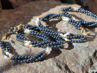 Polished Hematite and Freshwater Pearl Beaded Bracelet - Sold Per Item - From Southern Africa - Toprock Gemstones and Minerals