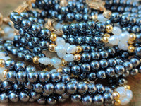 Polished Hematite and Freshwater Pearl Beaded Bracelet - Sold Per Item - From Southern Africa - Toprock Gemstones and Minerals