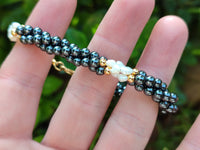 Polished Hematite and Freshwater Pearl Beaded Bracelet - Sold Per Item - From Southern Africa - Toprock Gemstones and Minerals
