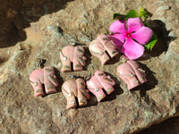 Polished Rhodonite Pink Elephant Pendant with Silver Bail and Trim - Sold Per Item - From Madagascar - Toprock Gemstones and Minerals