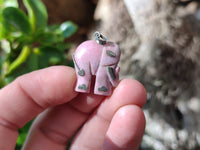 Polished Rhodonite Pink Elephant Pendant with Silver Bail and Trim - Sold Per Item - From Madagascar - Toprock Gemstones and Minerals
