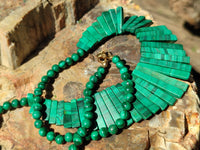 Polished Flower Banded Malachite Egyptian Choker Necklace - Sold Per Item - From Congo - Toprock Gemstones and Minerals