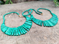 Polished Flower Banded Malachite Egyptian Choker Necklace - Sold Per Item - From Congo - Toprock Gemstones and Minerals