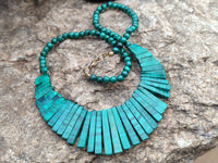 Polished Flower Banded Malachite Egyptian Choker Necklace - Sold Per Item - From Congo - Toprock Gemstones and Minerals
