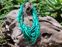 Polished Malachite Barrel Shaped Beaded Necklace - Sold Per Item- From Congo - Toprock Gemstones and Minerals