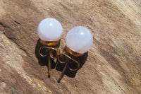 Polished Pair of Blue Lace Agate Stud Earrings - sold per Pair - From Namibia - Toprock Gemstones and Minerals