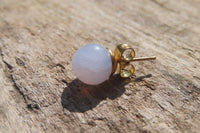 Polished Pair of Blue Lace Agate Stud Earrings - sold per Pair - From Namibia - Toprock Gemstones and Minerals