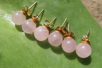 Polished Pair of Rose Quartz Stud Earrings - sold per Pair - From South Africa - Toprock Gemstones and Minerals