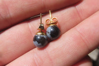 Polished Pair of Snowflake Obsidian Stud Earrings - sold per Pair - From Mexico - Toprock Gemstones and Minerals