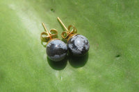 Polished Pair of Snowflake Obsidian Stud Earrings - sold per Pair - From Mexico - Toprock Gemstones and Minerals