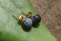 Polished Pair of Snowflake Obsidian Stud Earrings - sold per Pair - From Mexico - Toprock Gemstones and Minerals