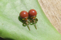 Polished Pair of Copper Sunstone Stud Earrings - sold per Pair - From India - Toprock Gemstones and Minerals