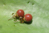 Polished Pair of Copper Sunstone Stud Earrings - sold per Pair - From India - Toprock Gemstones and Minerals