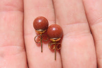 Polished Pair of Copper Sunstone Stud Earrings - sold per Pair - From India - Toprock Gemstones and Minerals