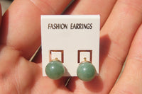 Polished Pair of Aventurine Stud Earrings - Sold per Pair - From Zimbabwe - Toprock Gemstones and Minerals