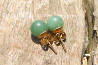 Polished Pair of Aventurine Stud Earrings - Sold per Pair - From Zimbabwe - Toprock Gemstones and Minerals