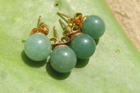 Polished Pair of Aventurine Stud Earrings - Sold per Pair - From Zimbabwe - Toprock Gemstones and Minerals