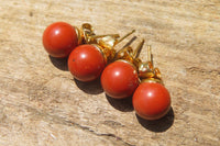 Polished Pair of Red Jasper Stud Earrings - Sold per Pair - From South Africa - Toprock Gemstones and Minerals