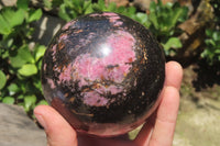Polished Rhodonite Sphere x 1 From Madagascar - Toprock Gemstones and Minerals