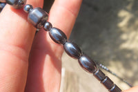 Polished Hematite Barrel Shaped Beaded Necklace - Sold Per Item - From Southern Africa - Toprock Gemstones and Minerals