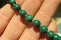 Polished Malachite Ball Shaped Beaded Necklace - Sold Per Item- From Congo - Toprock Gemstones and Minerals