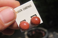 Polished Pair of Goldstone Sunstone Stud Earrings - sold per Pair - From India - Toprock Gemstones and Minerals