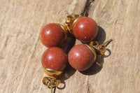 Polished Pair of Goldstone Sunstone Stud Earrings - sold per Pair - From India - Toprock Gemstones and Minerals