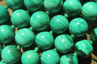 Polished Long Malachite Ball Shaped Beaded Necklace - Sold Per Item- From Congo - Toprock Gemstones and Minerals